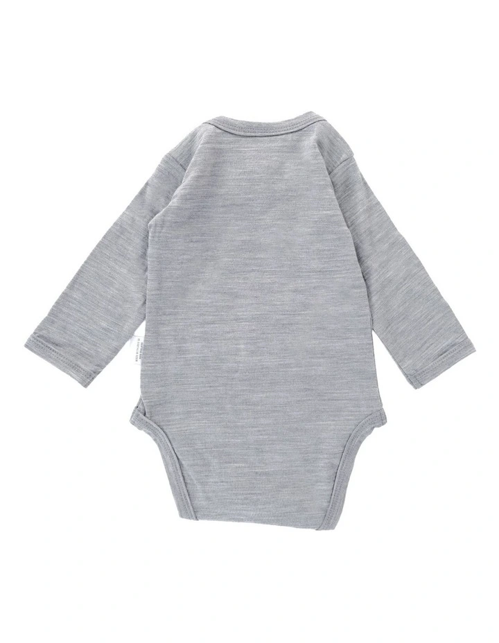 Long Sleeve Merino Bodysuit in Grey Marle image 2