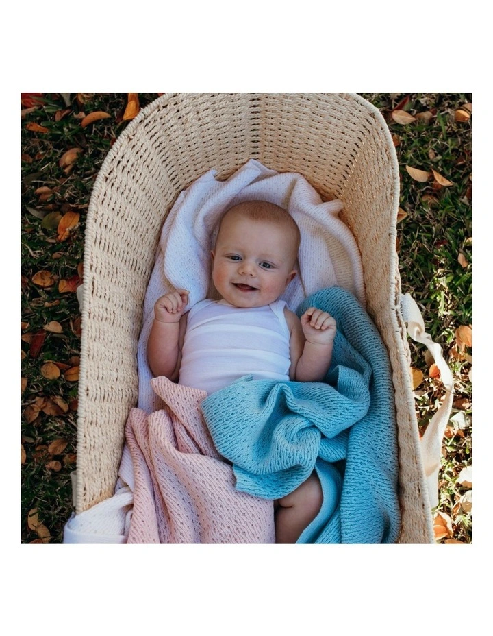 Knit Blanket in Light Blue image 3
