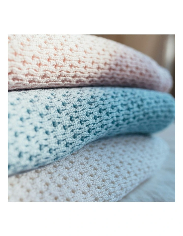 Knit Blanket in Light Blue image 4