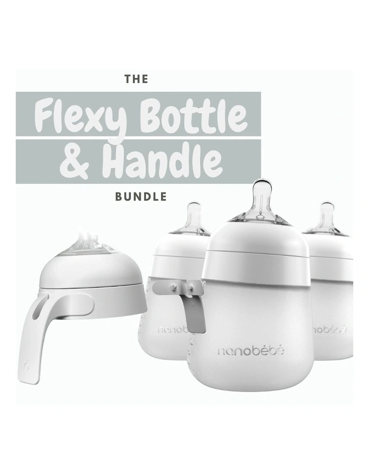 Silicone Bottle And Handle Bundle in White image 1