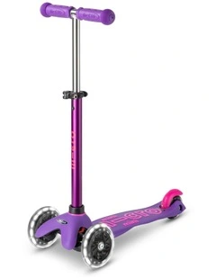 Mini Deluxe LED 3 Wheel Scooter in Purple/Pink