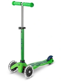 Mini Deluxe LED 3 Wheel Scooter in Green/Blue
