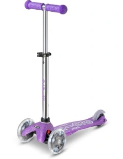 Mini Deluxe Glitter LED 3 Wheel Scooter in Purple