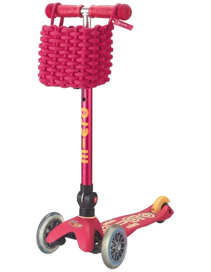 Woven Cotton Scooter Basket in Pink image 2