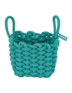 Woven Cotton Scooter Basket in Aqua