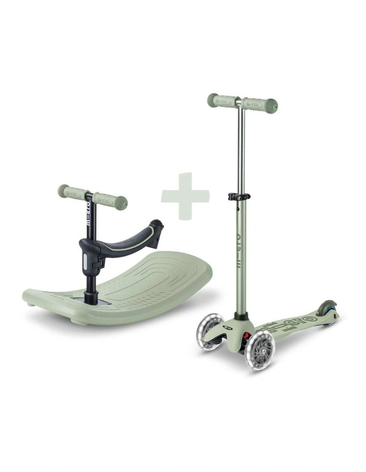 Rock & Go Mini Deluxe LED 3 Wheel Scooter in Olive Sage image 1