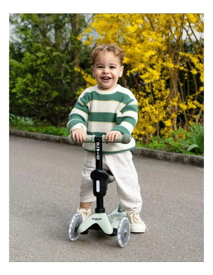 Rock & Go Mini Deluxe LED 3 Wheel Scooter in Olive Sage image 3