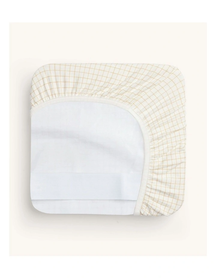 2-in-1 Waterproof Fitted Sheet in Caramel Grid image 1