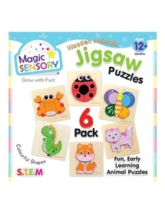 Wooden Animals Jigsaw Puzzle 6 Pack
