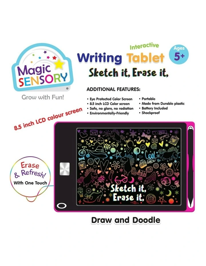 Interactive LCD Writing Tablet Pink Unicorn (USB Rechargeable) image 4