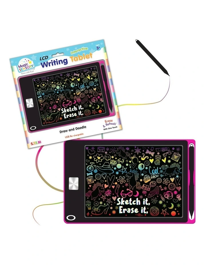 Interactive LCD Writing Tablet Pink Unicorn (USB Rechargeable) image 5