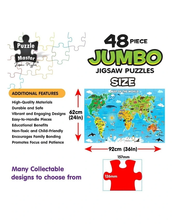 Jumbo Floor Puzzle World Map 48 Piece image 6