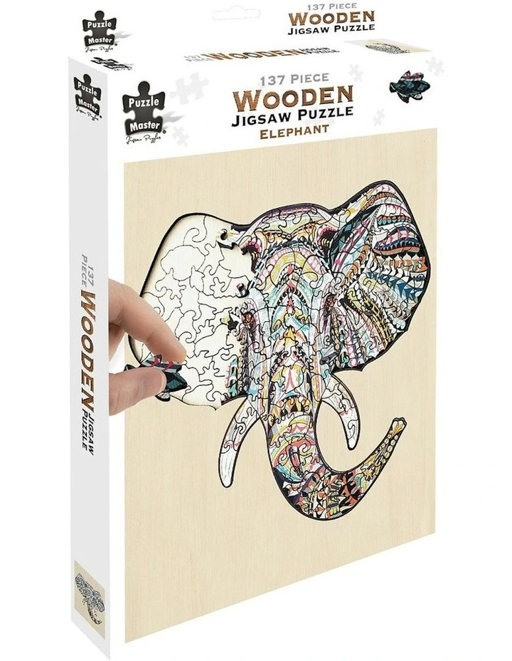 Wooden Elephant Jigsaw Puzzle 137 Piece image 1