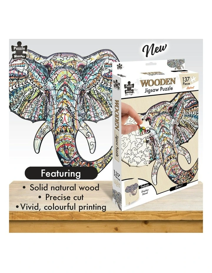 Wooden Elephant Jigsaw Puzzle 137 Piece image 4