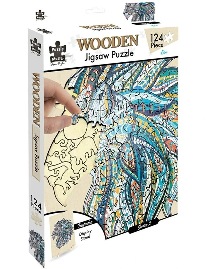 Wooden Lion Jigsaw Puzzle 124 Piece image 1