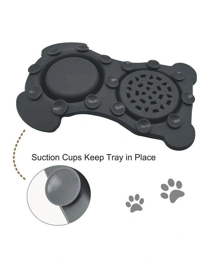 Slow Feeder, Water Bowl Combo 2-in-1 Dog Feeding Mat in Black image 3