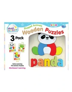 Shaped Animals Wooden Puzzles Triple Pack