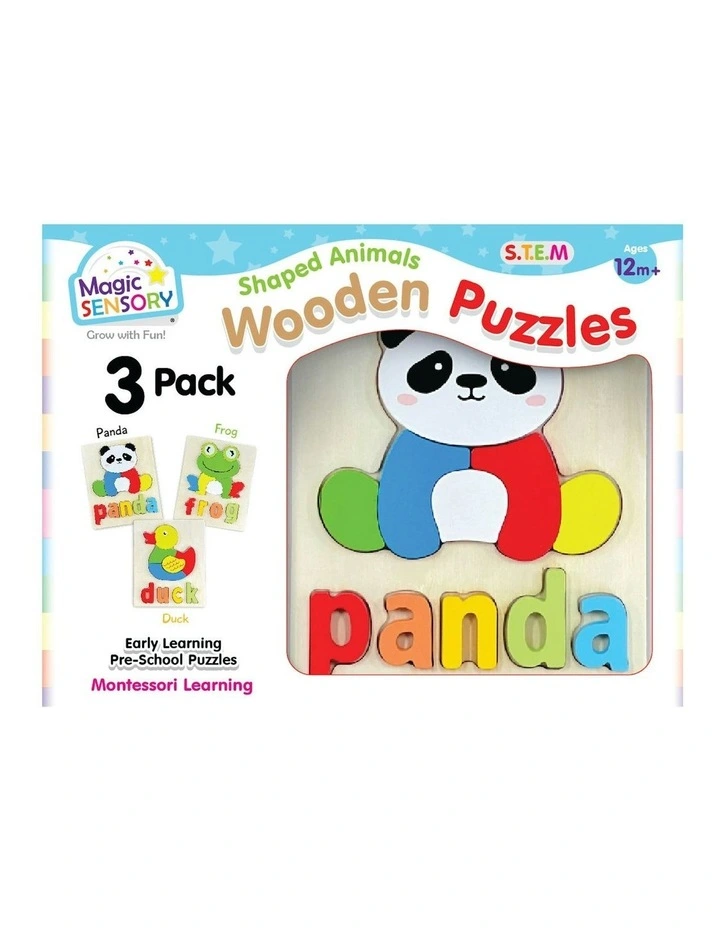 Shaped Animals Wooden Puzzles Triple Pack image 1