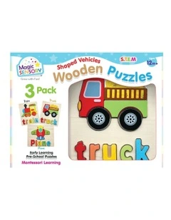 Shaped Vehicles Wooden Puzzles Triple Pack