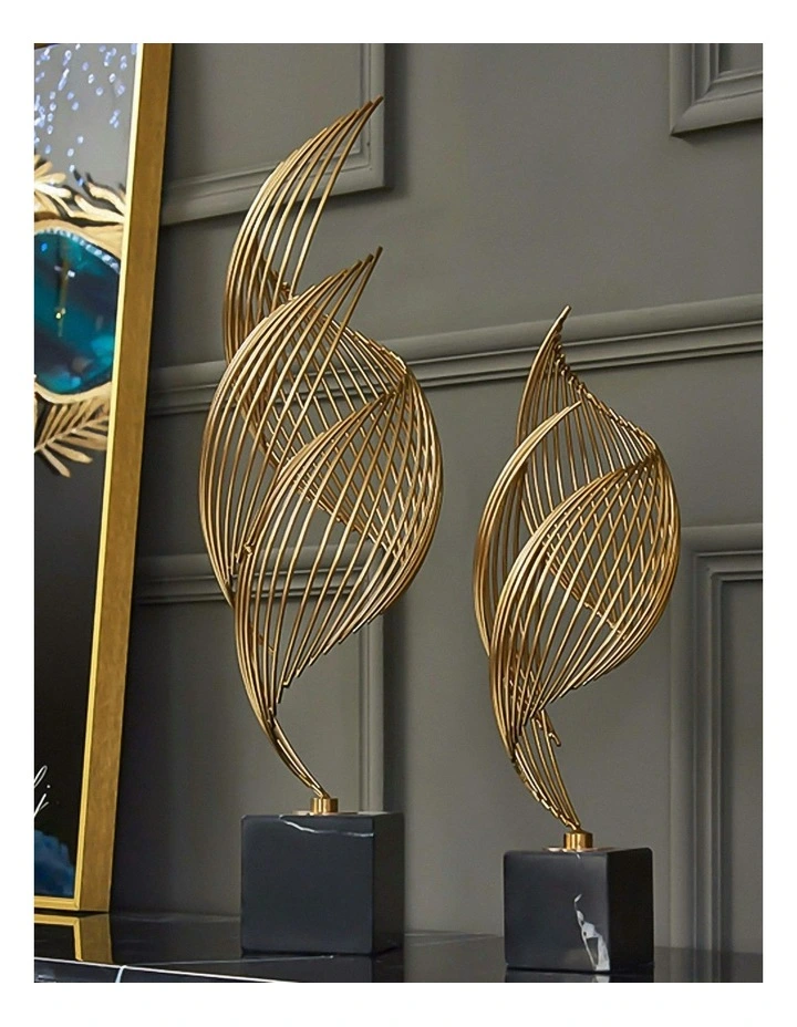 Spiral Leaves Luxury Metal Tabletop 46cm in Gold image 2