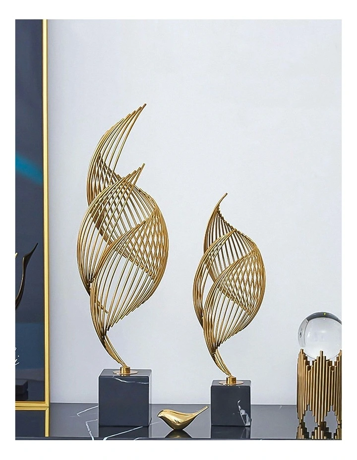 Spiral Leaves Luxury Metal Tabletop 46cm in Gold image 3