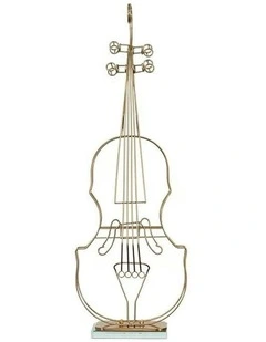 Violin Sculpture Instrument Tabletop 64cm in Gold