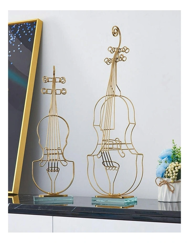 Violin Sculpture Instrument Tabletop 64cm in Gold image 2
