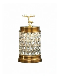 Glass Candy Jar Tabletop Decor 24cm in Gold