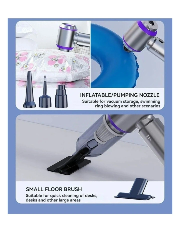 Vacuum Cleaner With Bag Purple Basic 4 Filters Mini Handheld Portable Blower 2in1 image 4