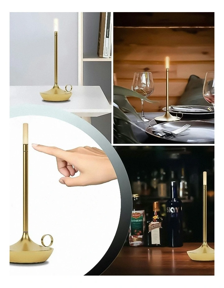 Hotel Lightning Lamp Upgraded Gold Led Bar Table lamp USB Rechargeable Office Restaurant Study Reading Desk Light image 4