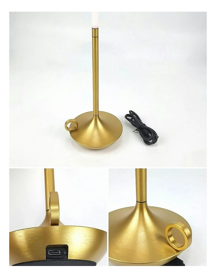 Hotel Lightning Lamp Upgraded Gold Led Bar Table lamp USB Rechargeable Office Restaurant Study Reading Desk Light image 5