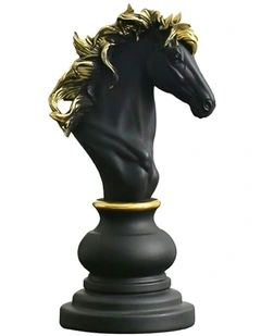 Home Figurine Chess Piece in Black Knight Medium Resin