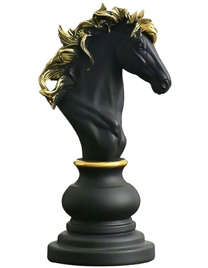 Home Figurine Chess Piece in Black Knight Medium Resin image 1