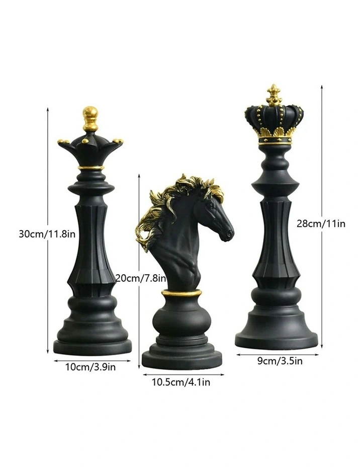 Home Figurine Chess Piece in Black Knight Medium Resin image 4