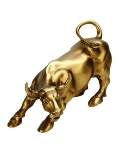 Home Figurine Bull Resin in Gold