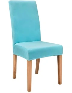 Velvet Plush Stretch Chair Cover in Aqua Blue