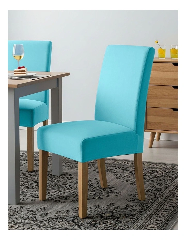 Velvet Plush Stretch Chair Cover in Aqua Blue image 3