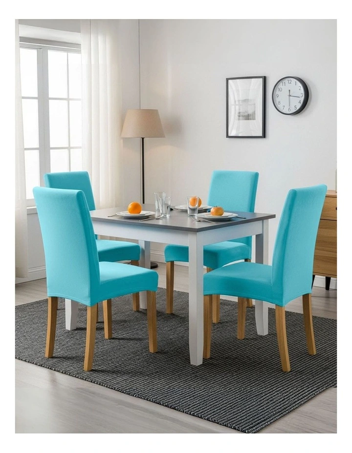 Velvet Plush Stretch Chair Cover in Aqua Blue image 6