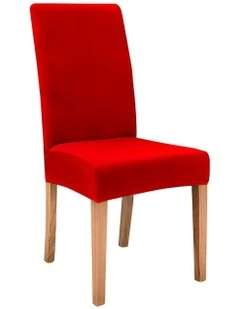 Velvet Plush Stretch Chair Cover in Red