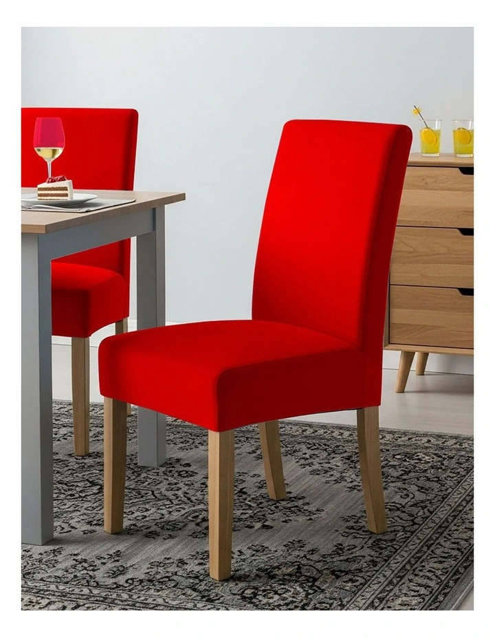 Velvet Plush Stretch Chair Cover in Red image 3