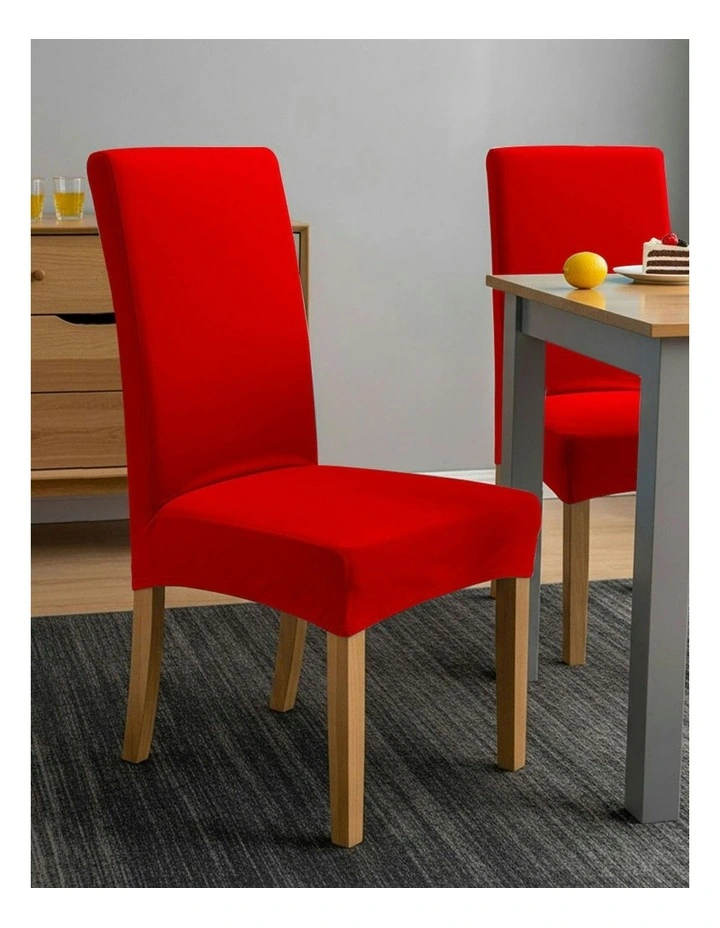 Velvet Plush Stretch Chair Cover in Red image 4