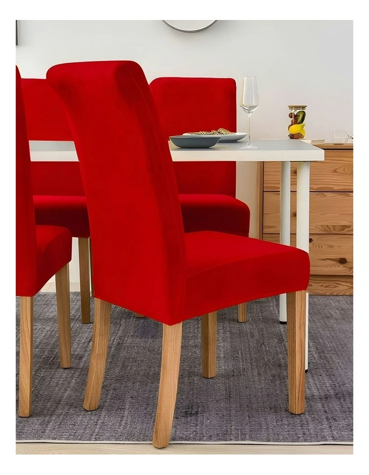 Velvet Plush Stretch Chair Cover in Red image 5