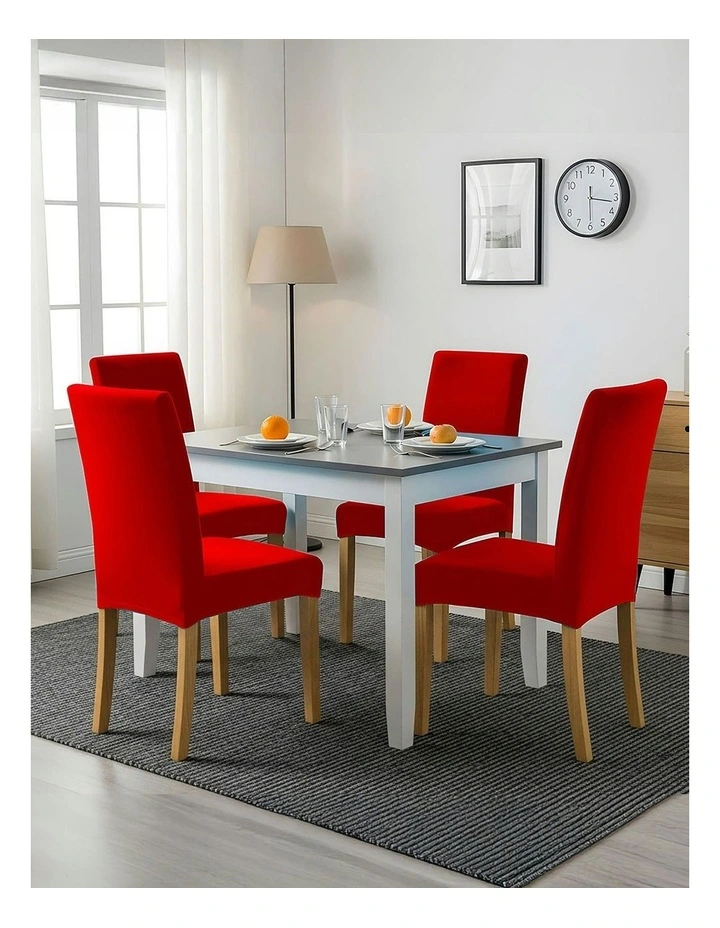 Velvet Plush Stretch Chair Cover in Red image 6