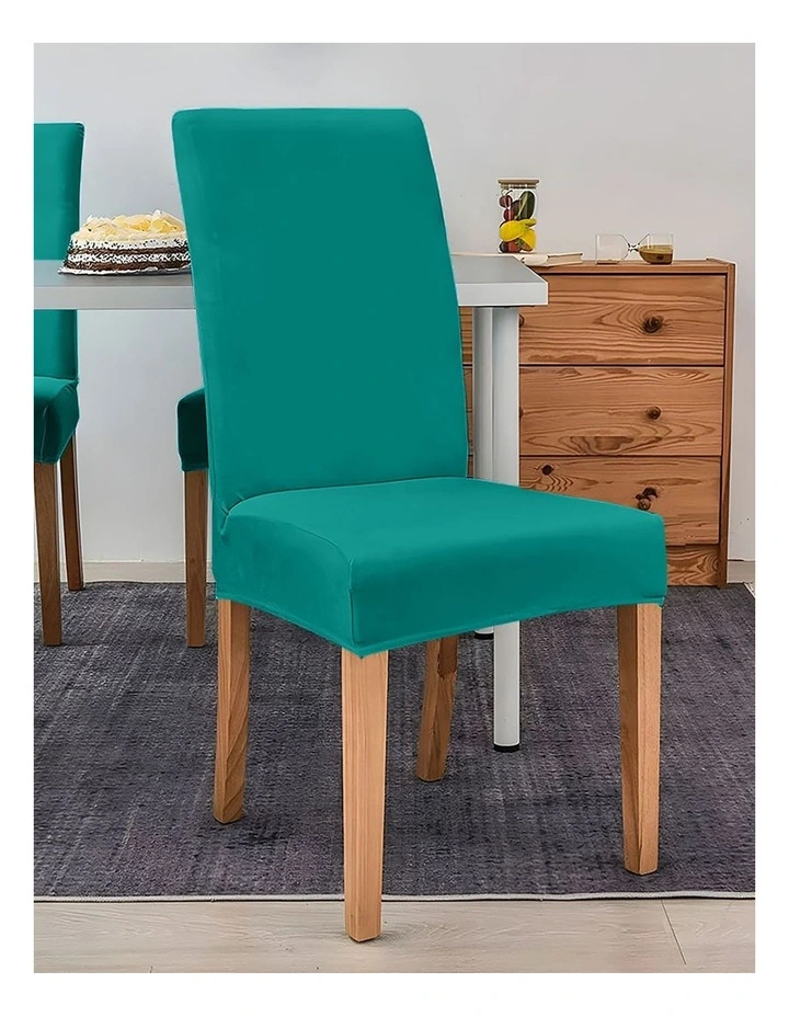 Velvet Plush Chair Cover in Peacock Blue image 2