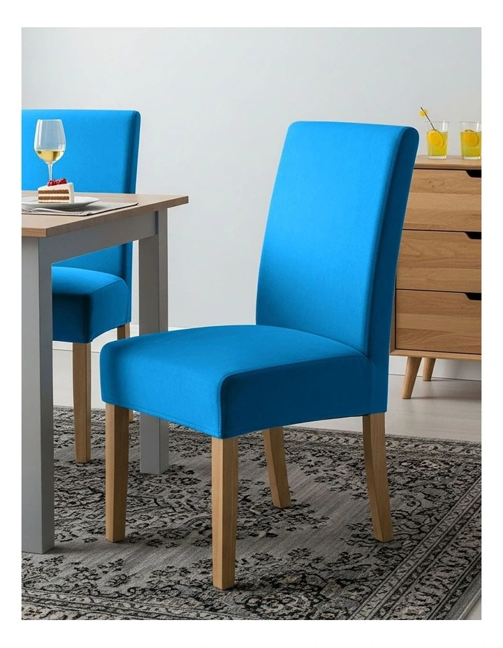Velvet Plush Stretch Chair Cover in Aqua Blue image 3