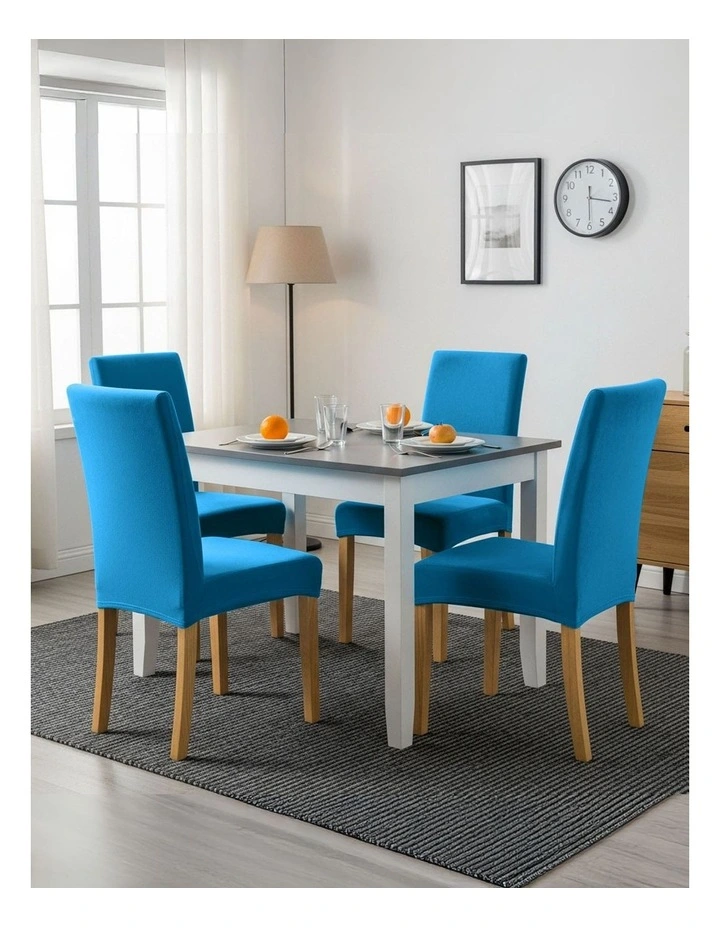 Velvet Plush Stretch Chair Cover in Aqua Blue image 4