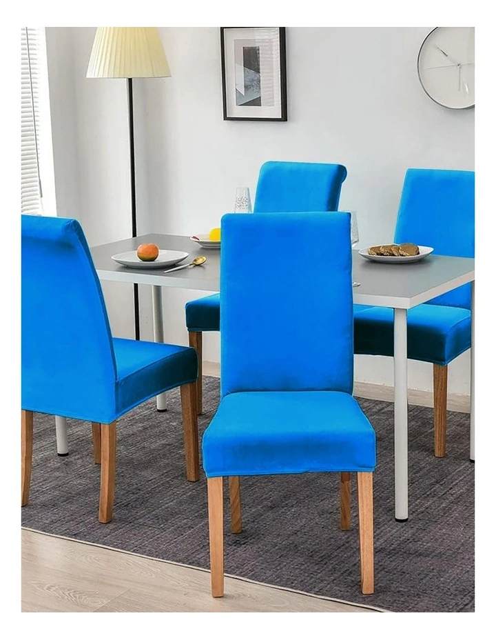 Velvet Plush Stretch Chair Cover in Aqua Blue image 7