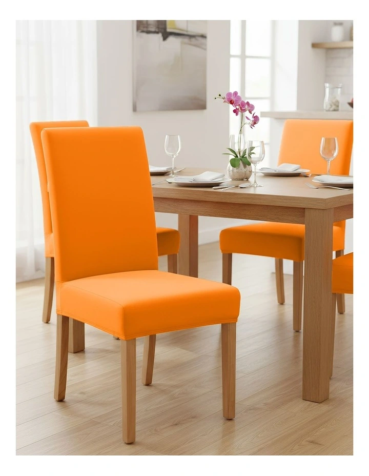 Velvet Stretch Chair Cover in Orange image 2