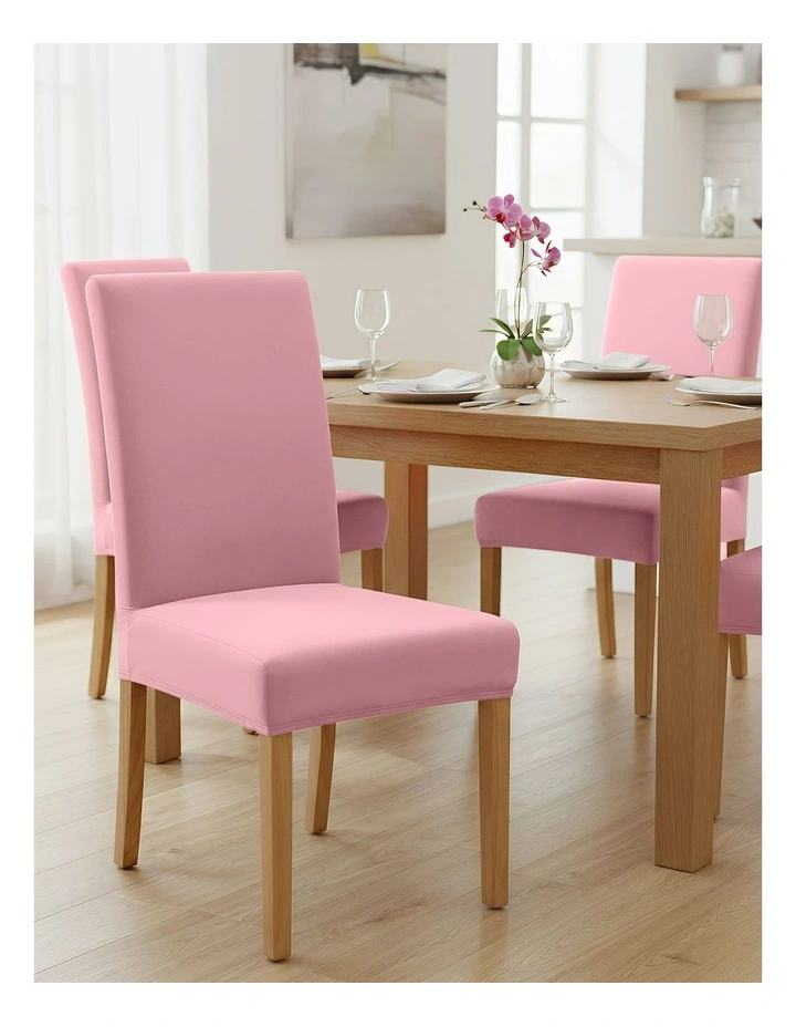 Velvet Stretch Chair Cover in Pink image 2