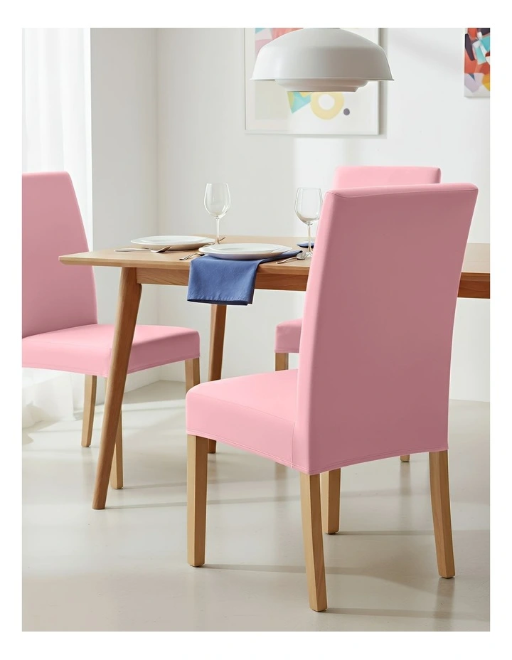 Velvet Stretch Chair Cover in Pink image 3